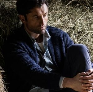 Line Of Trade Sweater Men Medium Cardigan Shetland Wool Navy Dockside Shawl